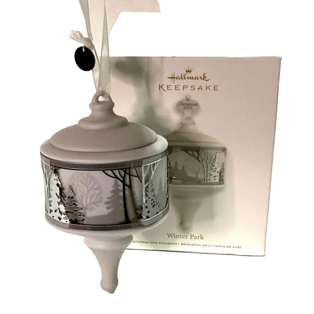 Hallmark Keepsake Ornament Winter Park Porcelain Metal Woodland Trees 2012